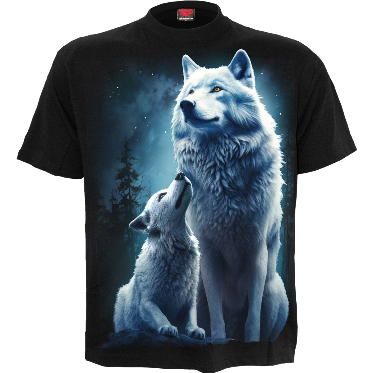 Wolf Guardian gothic T-Shirt in Black by Spiral Clothing - Front view