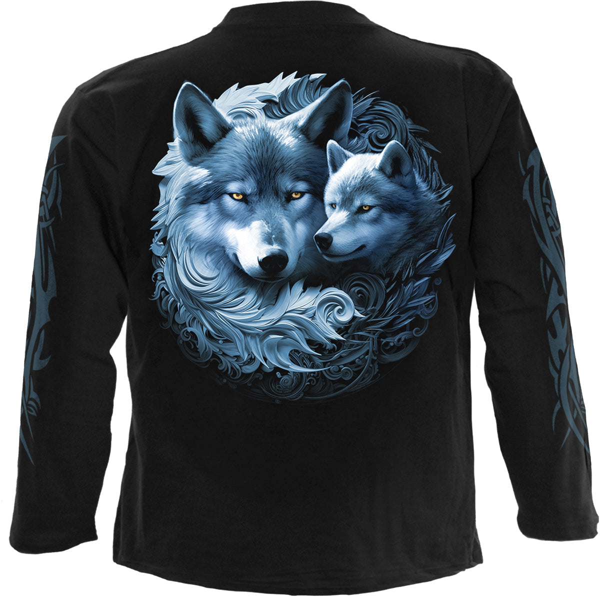 Wolf Guardian gothic Longsleeve T-Shirt in Black by Spiral Clothing 