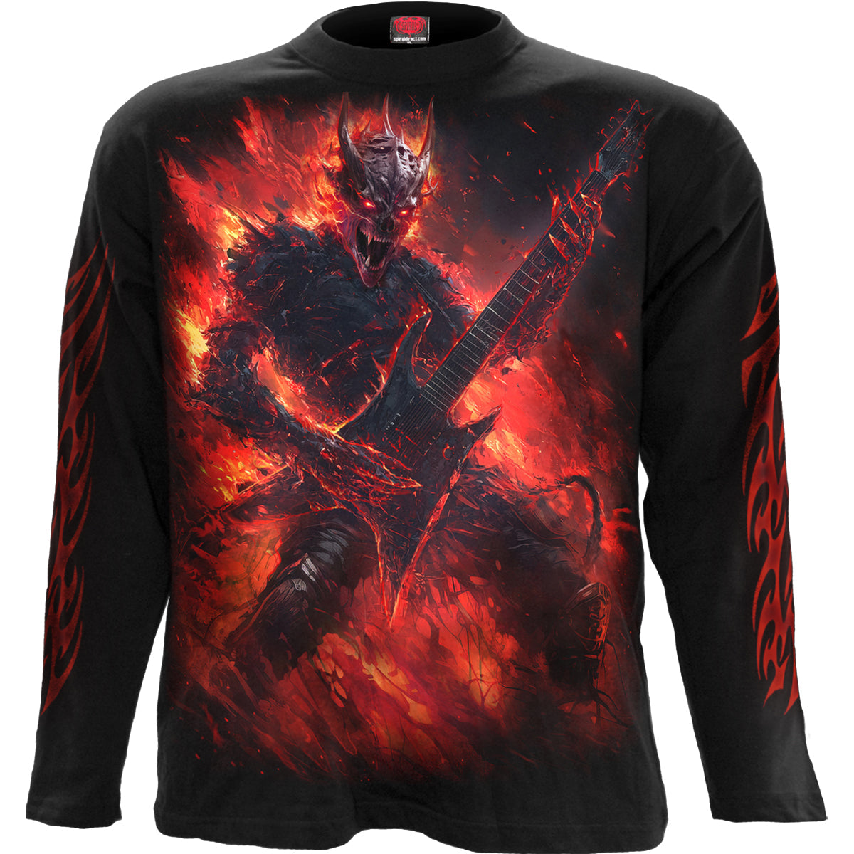 Riff Burner gothic Longsleeve T-Shirt in Black by Spiral Clothing - Front view