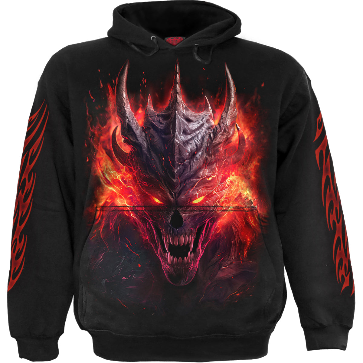 Riff Burner gothic Hoody in Black by Spiral Clothing - Front view