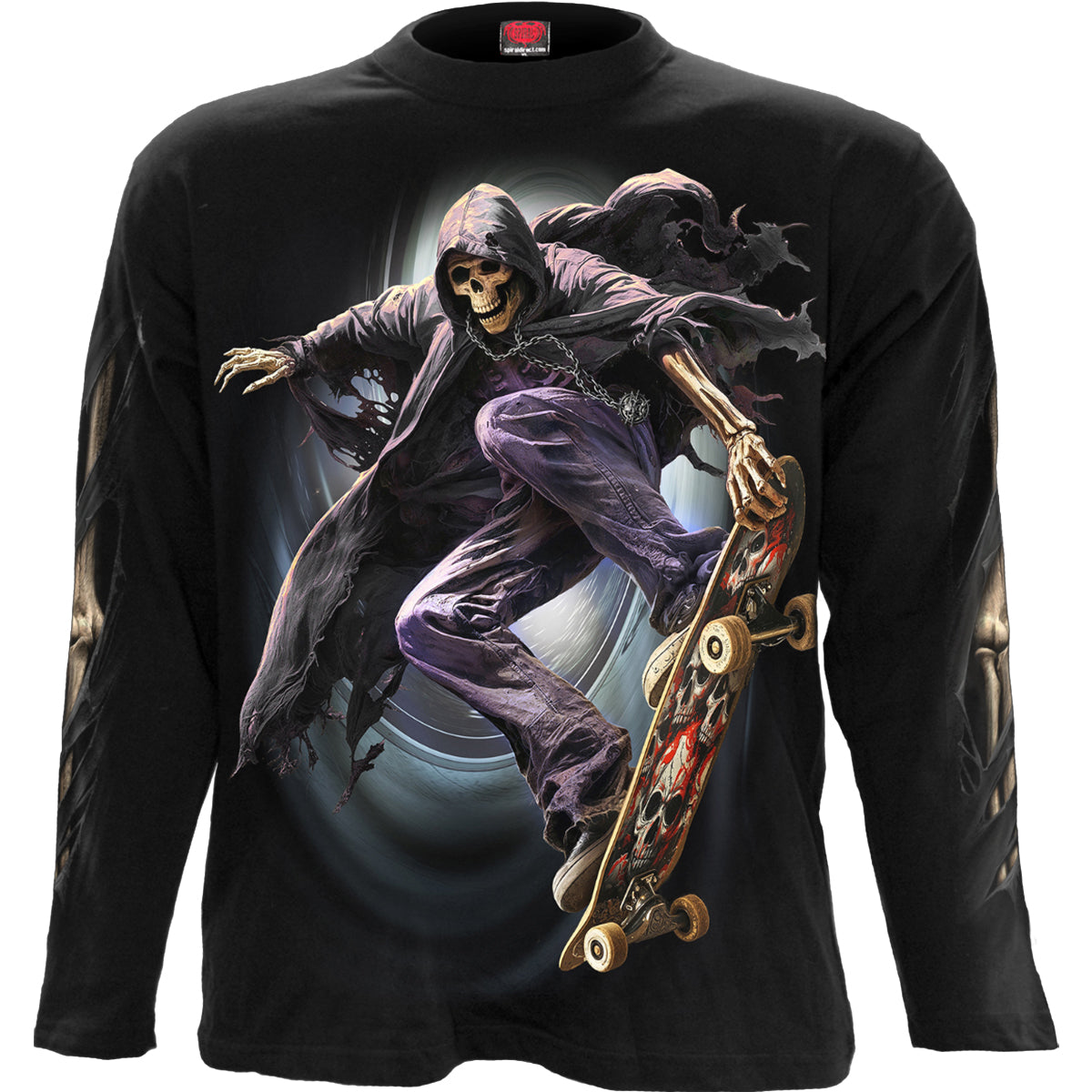 Soul Boarder gothic Longsleeve T-Shirt in Black by Spiral Clothing - Front view