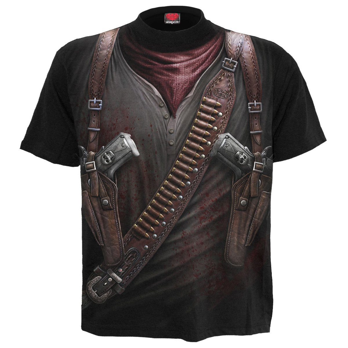 Holster Wrap gothic Men's Allover T-Shirt in Black by Spiral Clothing 