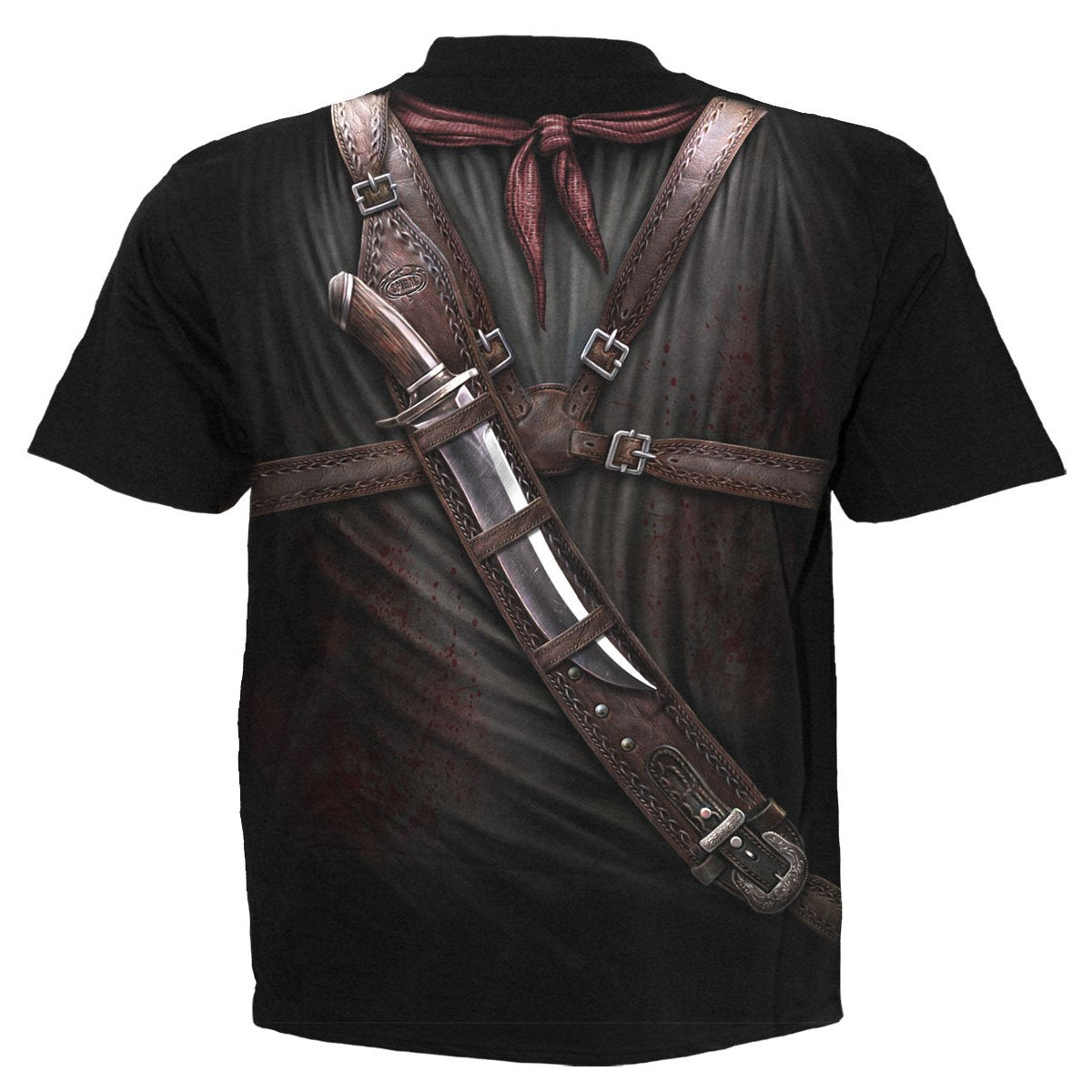 Holster Wrap gothic  Allover T-Shirt in Black by Spiral Clothing 