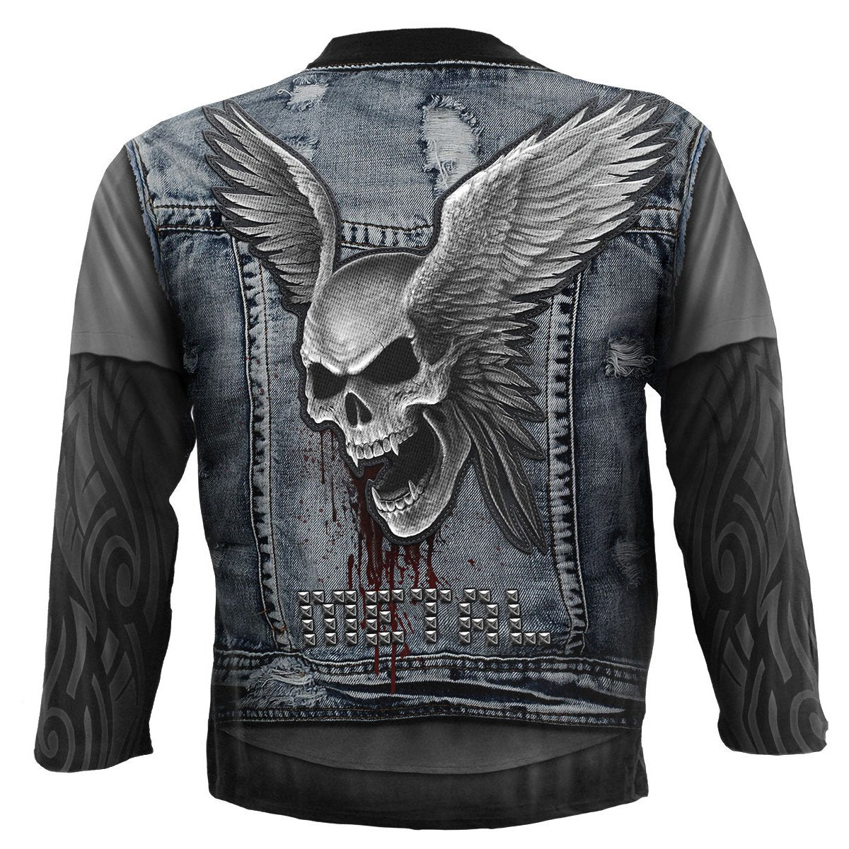 Thrash Metal gothic  Allover Longsleeve T-Shirt in Black by Spiral Clothing 