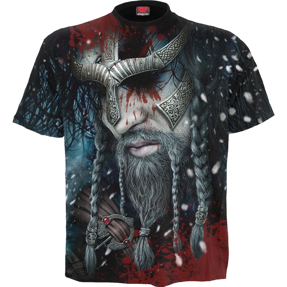 Viking Wrap gothic Allover T-Shirt in Black by Spiral Clothing 