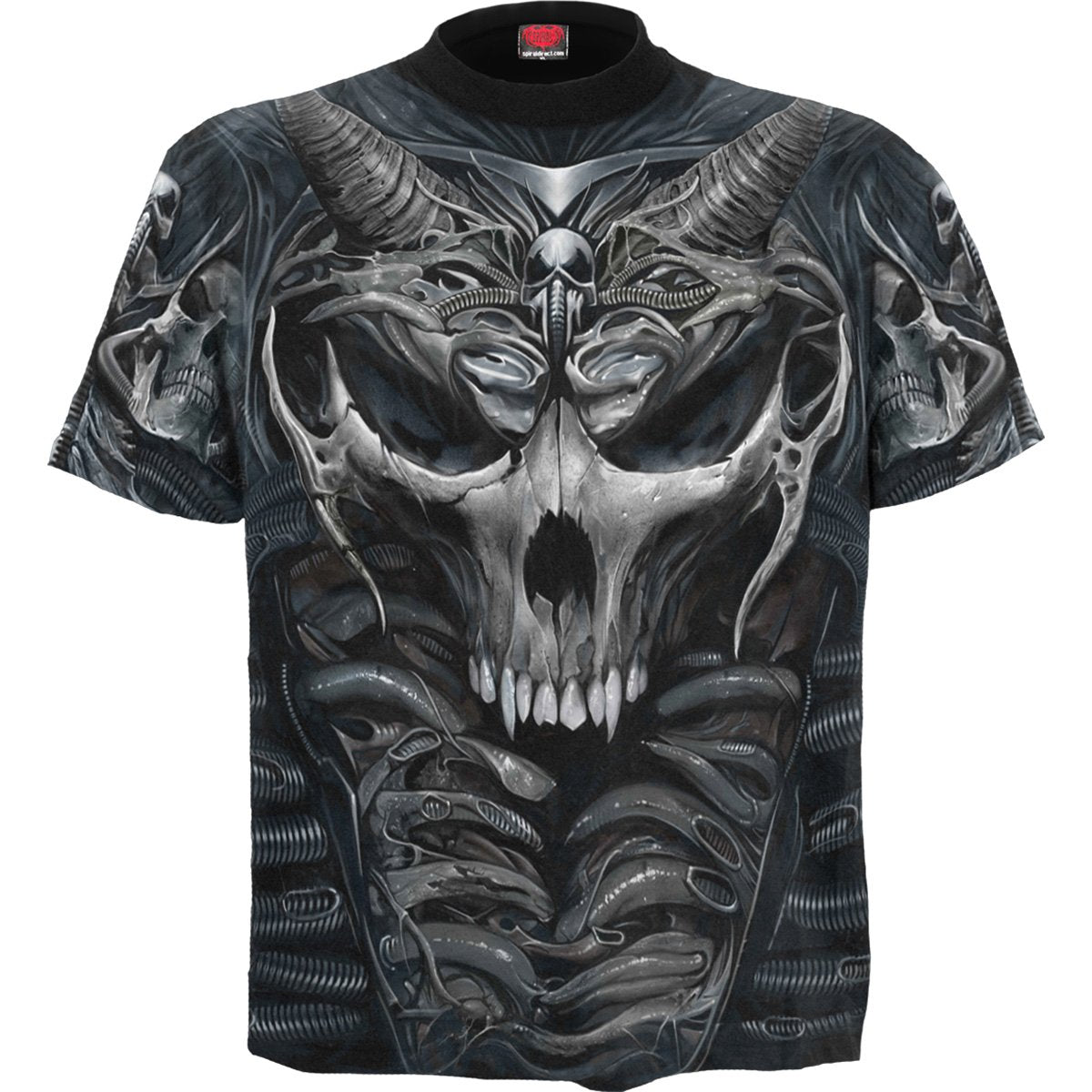 Skull Armour gothic Men's Allover T-Shirt in Black by Spiral Clothing 