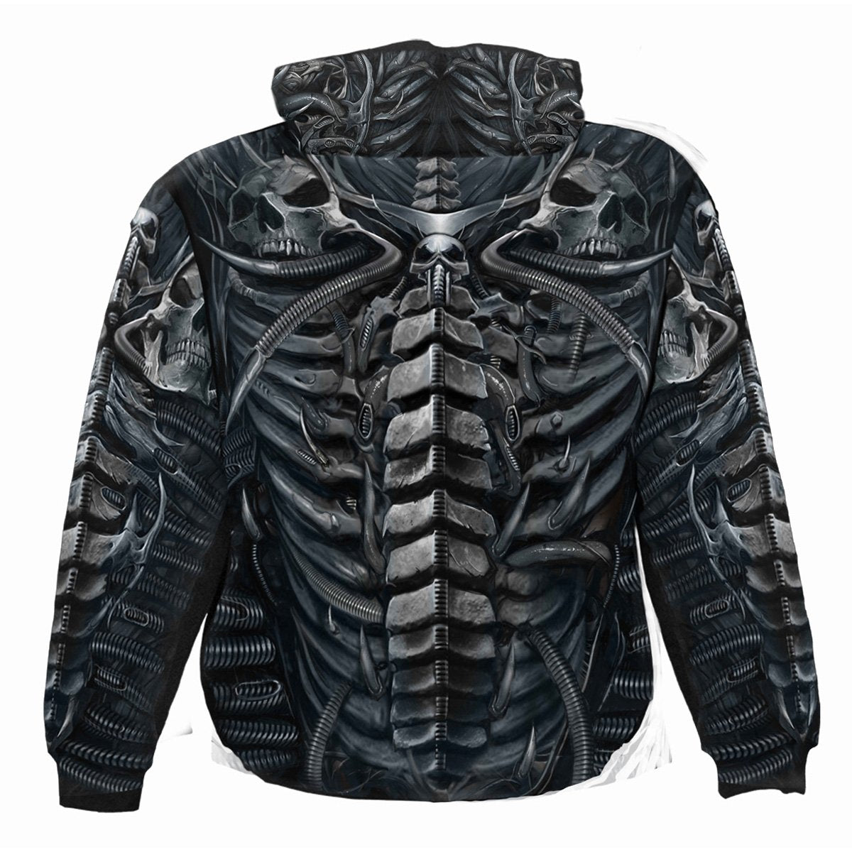 Skull Armour gothic Allover Hoody in Black by Spiral Clothing 