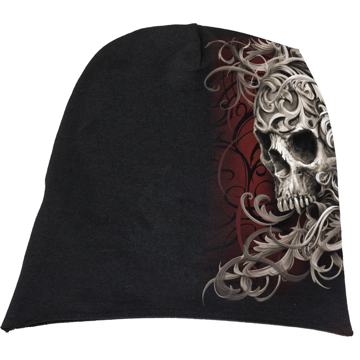 Skull Shoulder Wrap gothic   Light Cotton Beanie in Black by Spiral Clothing 