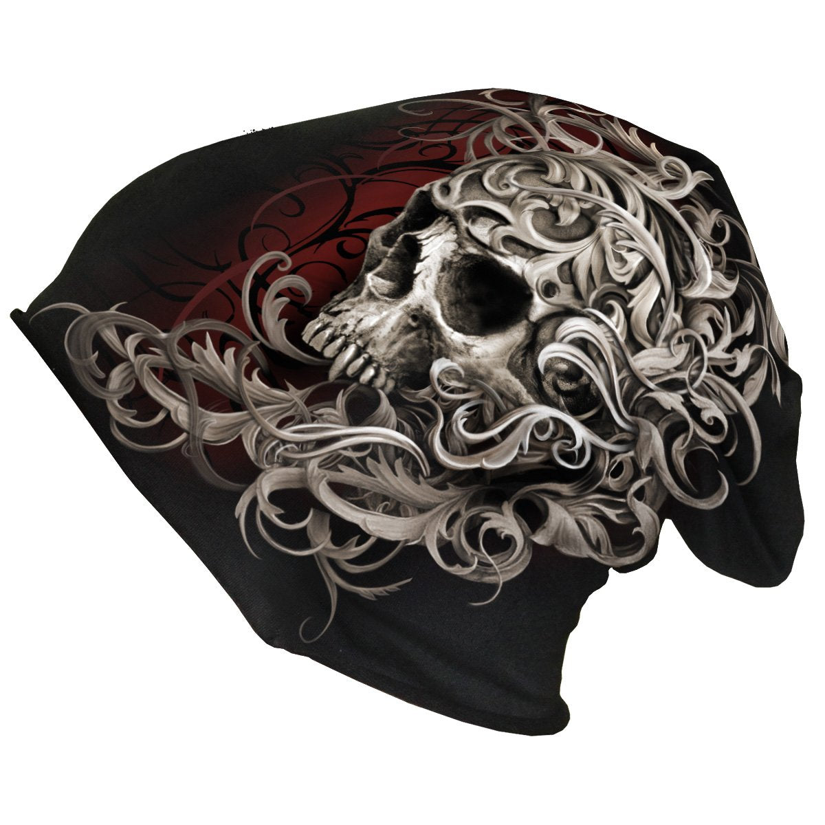 Skull Shoulder Wrap gothic   Light Cotton Beanie in Black by Spiral Clothing 