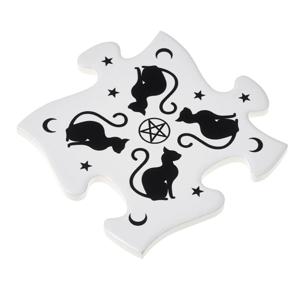 Alchemy Gothic Black Cats Jigsaw Coaster from Gothic Spirit