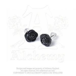 Alchemy Gothic Black Rose Studs Pair of Earrings from Gothic Spirit