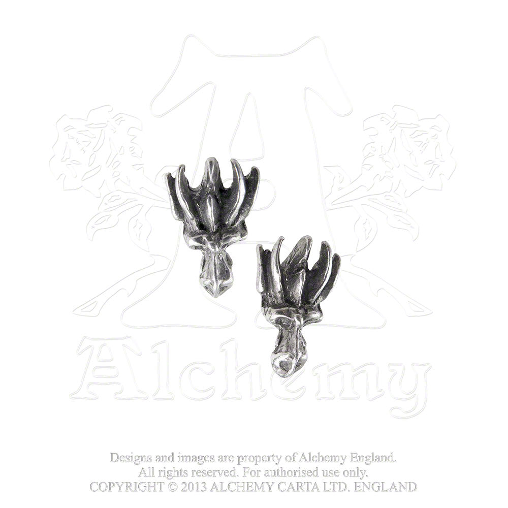 Alchemy Gothic Dragon's Lure Head Stud Pair of Earrings from Gothic Spirit
