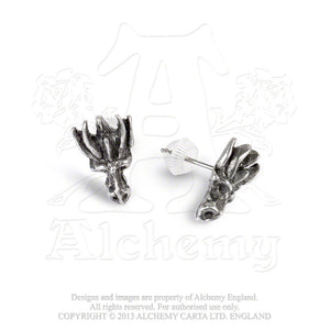 Alchemy Gothic Dragon's Lure Head Stud Pair of Earrings from Gothic Spirit