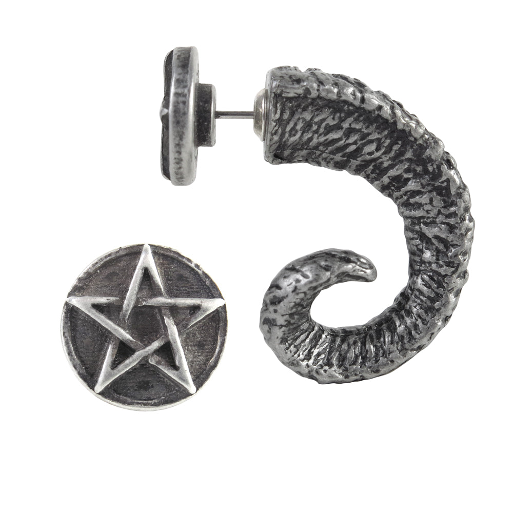 Alchemy Gothic Magic Ram's Horn Faux Ear Stretcher Earring
