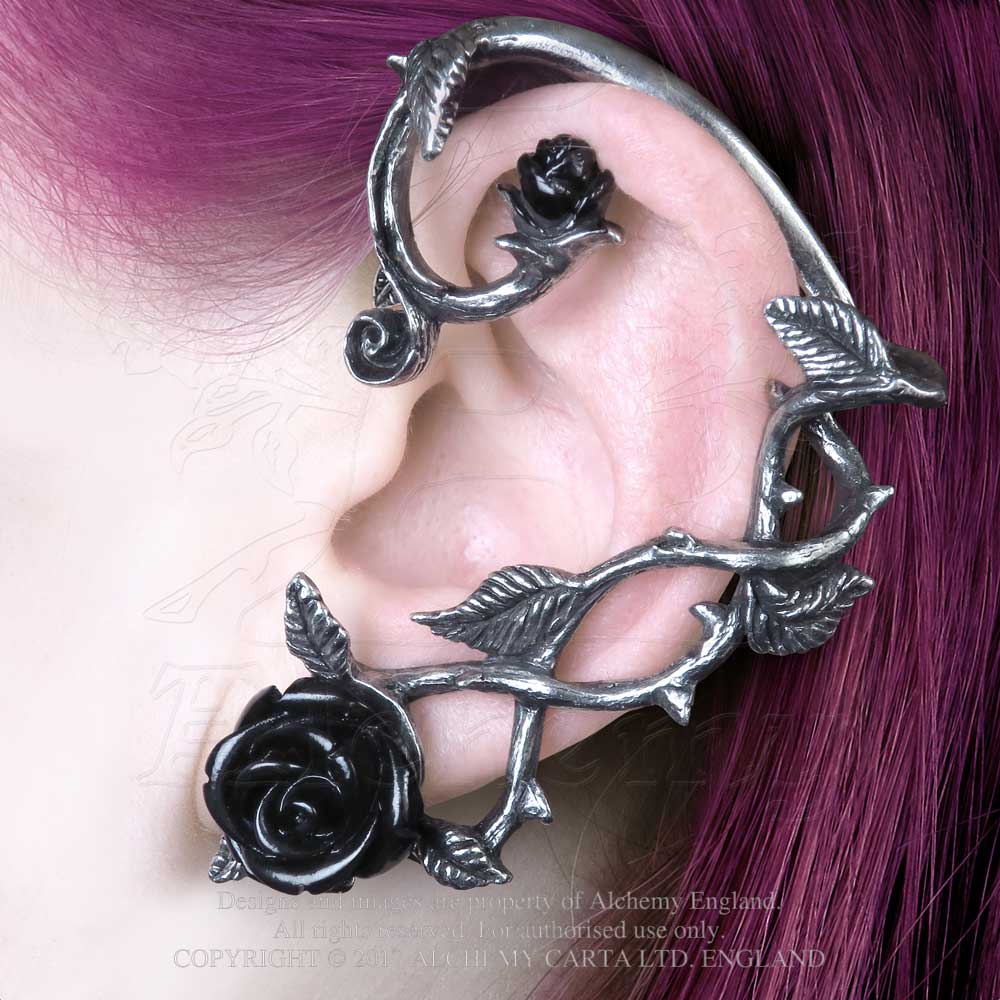 Alchemy Gothic Wild Black Rose Ear Wrap from Gothic Spirit