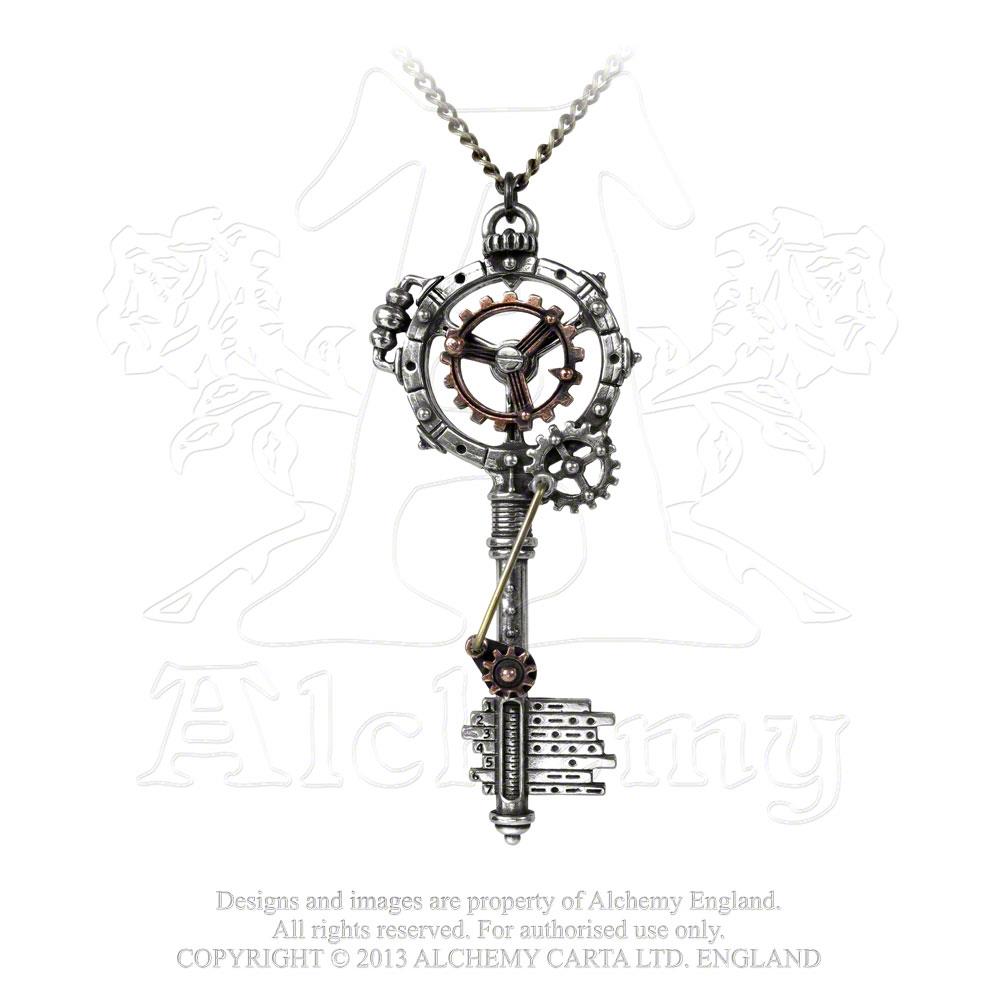 Alchemy Empire: Steampunk Septagramic Coercion Gearwheel Key Pendant from Gothic Spirit
