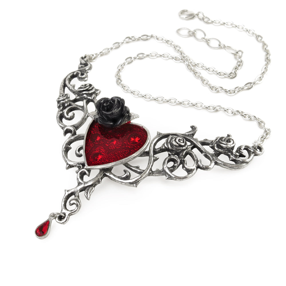 Alchemy Gothic Blood Rose Heart Necklace