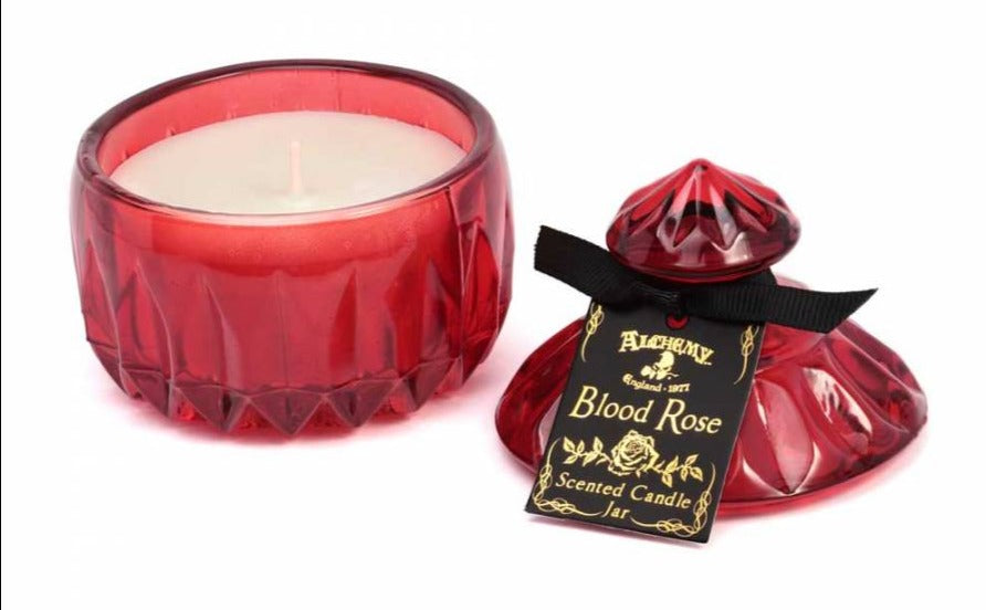 Alchemy Gothic Blood Red Round Scented Boudoir Candle Jar